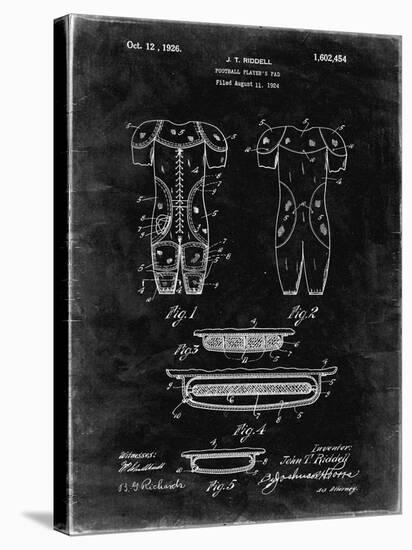 PP690-Black Grunge Ridell Football Pads 1926 Patent Poster-Cole Borders-Stretched Canvas