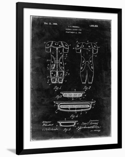 PP690-Black Grunge Ridell Football Pads 1926 Patent Poster-Cole Borders-Framed Giclee Print