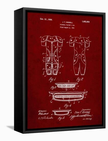 PP690-Burgundy Ridell Football Pads 1926 Patent Poster-Cole Borders-Framed Stretched Canvas