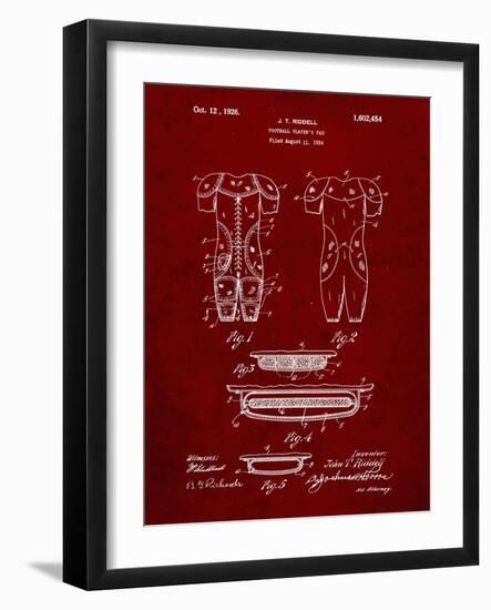 PP690-Burgundy Ridell Football Pads 1926 Patent Poster-Cole Borders-Framed Giclee Print