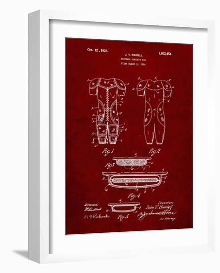 PP690-Burgundy Ridell Football Pads 1926 Patent Poster-Cole Borders-Framed Giclee Print