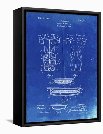 PP690-Faded Blueprint Ridell Football Pads 1926 Patent Poster-Cole Borders-Framed Stretched Canvas