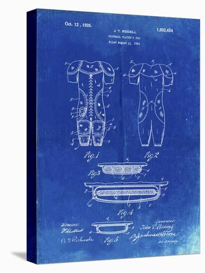 PP690-Faded Blueprint Ridell Football Pads 1926 Patent Poster-Cole Borders-Stretched Canvas