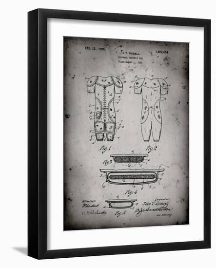 PP690-Faded Grey Ridell Football Pads 1926 Patent Poster-Cole Borders-Framed Giclee Print