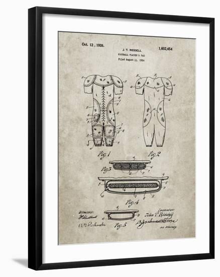 PP690-Sandstone Ridell Football Pads 1926 Patent Poster-Cole Borders-Framed Giclee Print