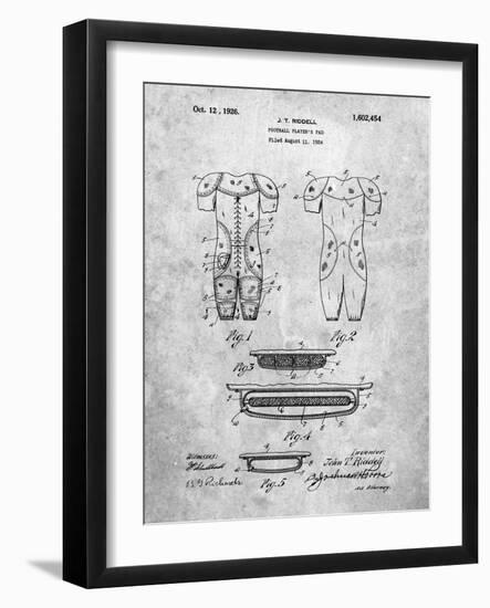 PP690-Slate Ridell Football Pads 1926 Patent Poster-Cole Borders-Framed Giclee Print