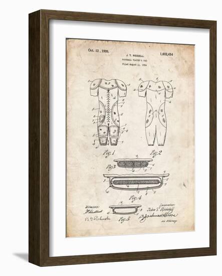 PP690-Vintage Parchment Ridell Football Pads 1926 Patent Poster-Cole Borders-Framed Giclee Print