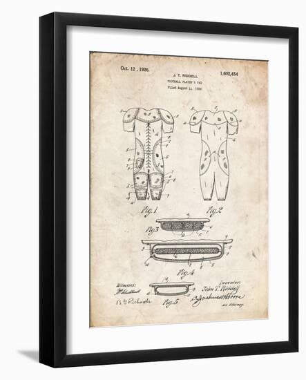 PP690-Vintage Parchment Ridell Football Pads 1926 Patent Poster-Cole Borders-Framed Giclee Print