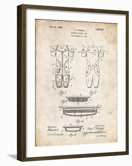 PP690-Vintage Parchment Ridell Football Pads 1926 Patent Poster-Cole Borders-Framed Giclee Print