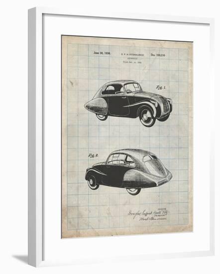 PP697-Antique Grid Parchment 1936 Tatra Concept Patent Poster-Cole Borders-Framed Giclee Print