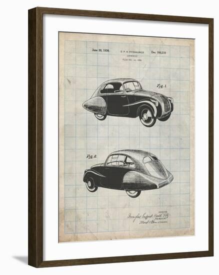 PP697-Antique Grid Parchment 1936 Tatra Concept Patent Poster-Cole Borders-Framed Giclee Print