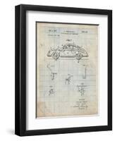 PP698-Antique Grid Parchment 1960 Porsche 365 Patent Poster-Cole Borders-Framed Giclee Print