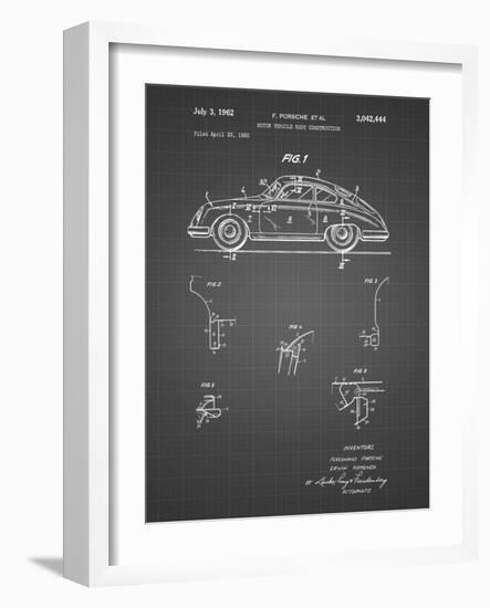 PP698-Black Grid 1960 Porsche 365 Patent Poster-Cole Borders-Framed Giclee Print