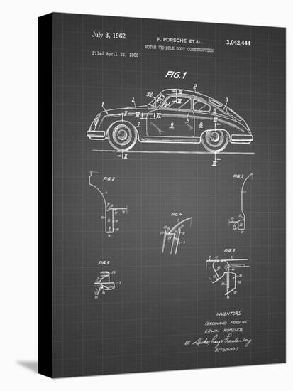 PP698-Black Grid 1960 Porsche 365 Patent Poster-Cole Borders-Stretched Canvas