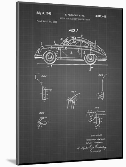 PP698-Black Grid 1960 Porsche 365 Patent Poster-Cole Borders-Mounted Giclee Print