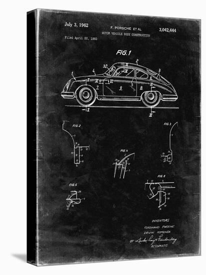 PP698-Black Grunge 1960 Porsche 365 Patent Poster-Cole Borders-Stretched Canvas