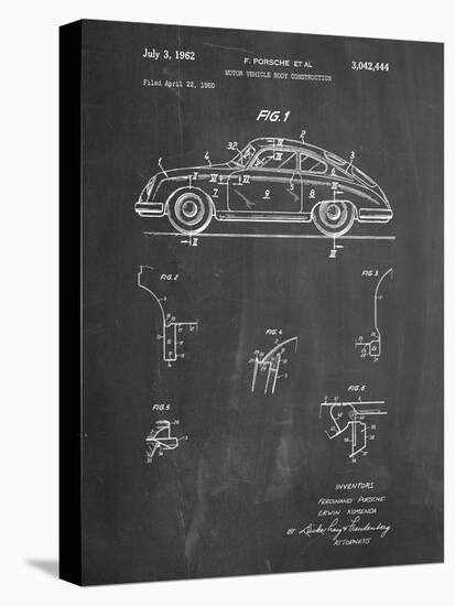 PP698-Chalkboard 1960 Porsche 365 Patent Poster-Cole Borders-Stretched Canvas