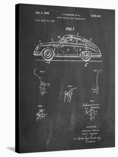 PP698-Chalkboard 1960 Porsche 365 Patent Poster-Cole Borders-Stretched Canvas