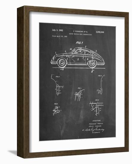 PP698-Chalkboard 1960 Porsche 365 Patent Poster-Cole Borders-Framed Giclee Print