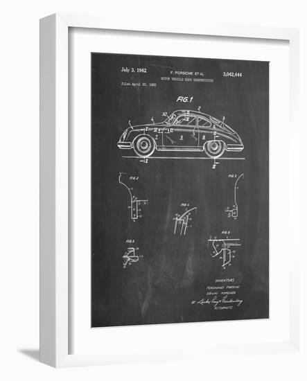 PP698-Chalkboard 1960 Porsche 365 Patent Poster-Cole Borders-Framed Giclee Print