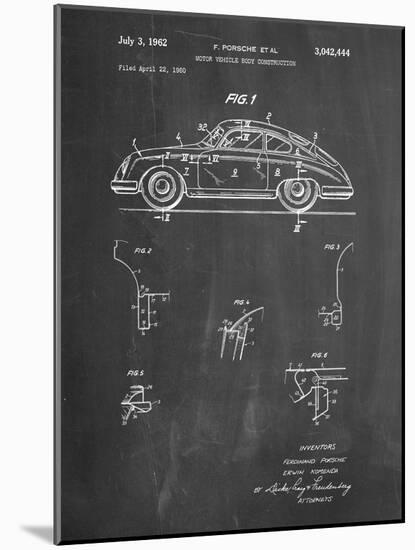 PP698-Chalkboard 1960 Porsche 365 Patent Poster-Cole Borders-Mounted Giclee Print