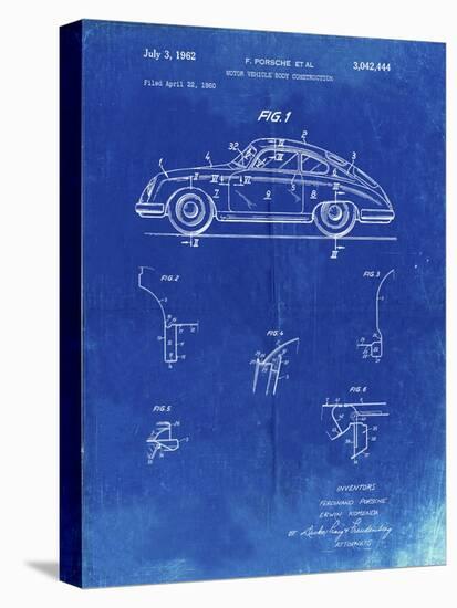PP698-Faded Blueprint 1960 Porsche 365 Patent Poster-Cole Borders-Stretched Canvas