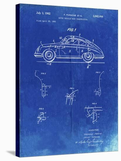 PP698-Faded Blueprint 1960 Porsche 365 Patent Poster-Cole Borders-Stretched Canvas