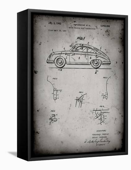 PP698-Faded Grey 1960 Porsche 365 Patent Poster-Cole Borders-Framed Stretched Canvas