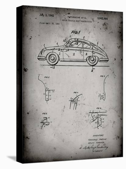 PP698-Faded Grey 1960 Porsche 365 Patent Poster-Cole Borders-Stretched Canvas