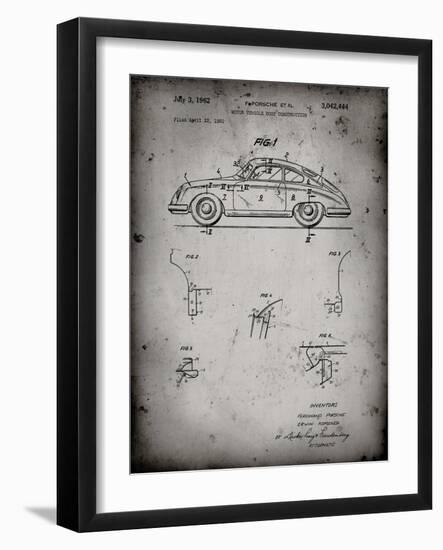 PP698-Faded Grey 1960 Porsche 365 Patent Poster-Cole Borders-Framed Giclee Print