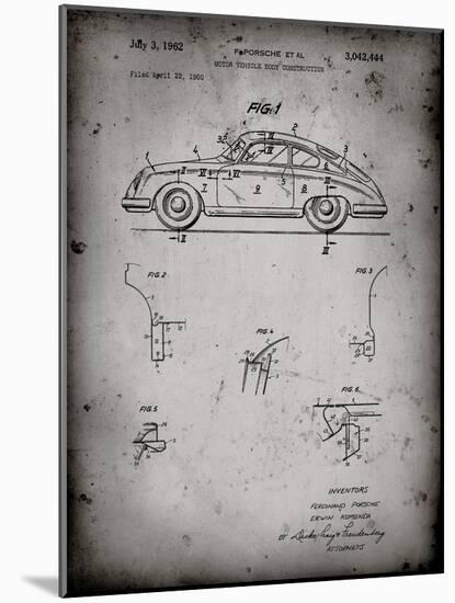 PP698-Faded Grey 1960 Porsche 365 Patent Poster-Cole Borders-Mounted Giclee Print