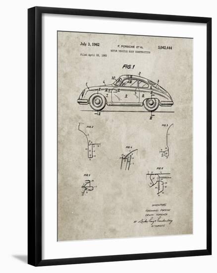 PP698-Sandstone 1960 Porsche 365 Patent Poster-Cole Borders-Framed Giclee Print