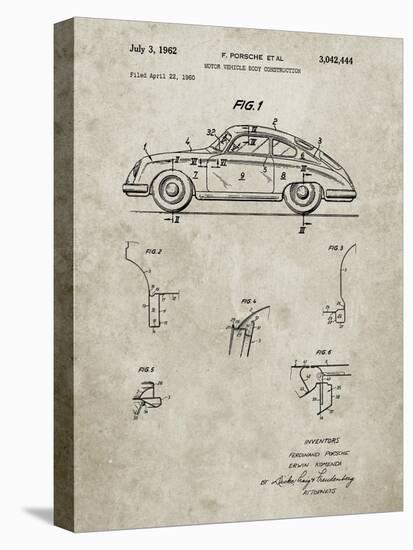 PP698-Sandstone 1960 Porsche 365 Patent Poster-Cole Borders-Stretched Canvas