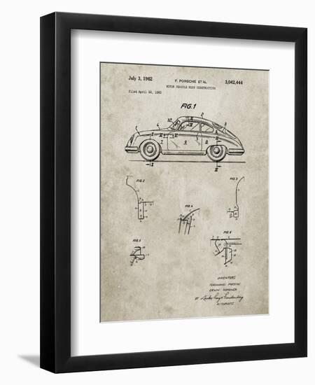 PP698-Sandstone 1960 Porsche 365 Patent Poster-Cole Borders-Framed Premium Giclee Print