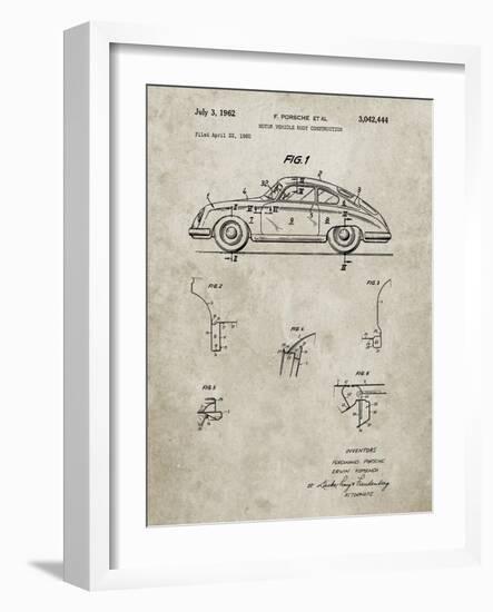 PP698-Sandstone 1960 Porsche 365 Patent Poster-Cole Borders-Framed Giclee Print