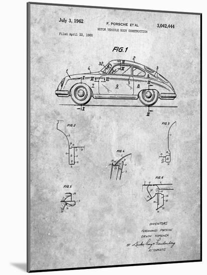 PP698-Slate 1960 Porsche 365 Patent Poster-Cole Borders-Mounted Premium Giclee Print