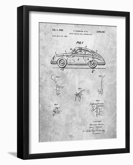 PP698-Slate 1960 Porsche 365 Patent Poster-Cole Borders-Framed Giclee Print