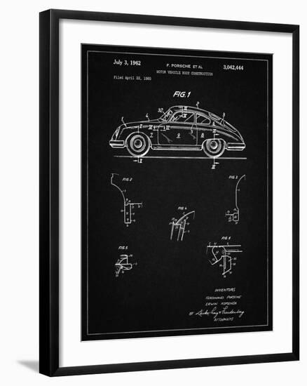 PP698-Vintage Black 1960 Porsche 365 Patent Poster-Cole Borders-Framed Giclee Print