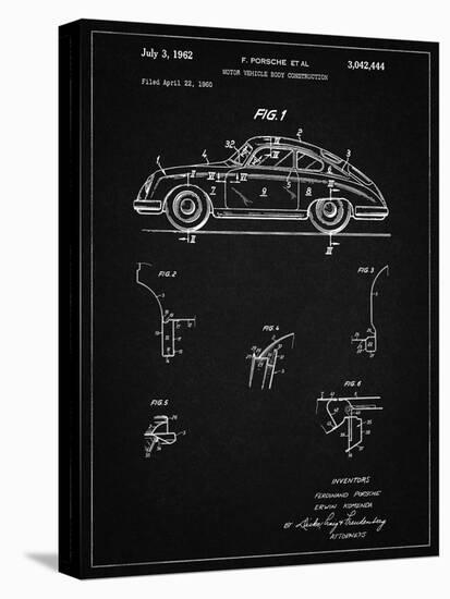 PP698-Vintage Black 1960 Porsche 365 Patent Poster-Cole Borders-Stretched Canvas