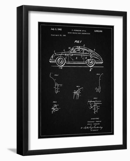 PP698-Vintage Black 1960 Porsche 365 Patent Poster-Cole Borders-Framed Giclee Print