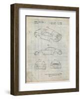 PP700-Antique Grid Parchment 199 Porsche 911 Patent Poster-Cole Borders-Framed Giclee Print