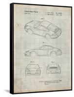 PP700-Antique Grid Parchment 199 Porsche 911 Patent Poster-Cole Borders-Framed Stretched Canvas