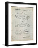 PP700-Antique Grid Parchment 199 Porsche 911 Patent Poster-Cole Borders-Framed Giclee Print