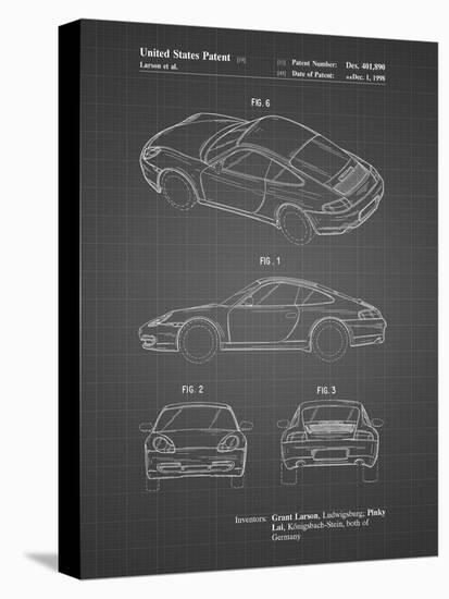 PP700-Black Grid 199 Porsche 911 Patent Poster-Cole Borders-Stretched Canvas