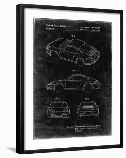 PP700-Black Grunge 199 Porsche 911 Patent Poster-Cole Borders-Framed Giclee Print