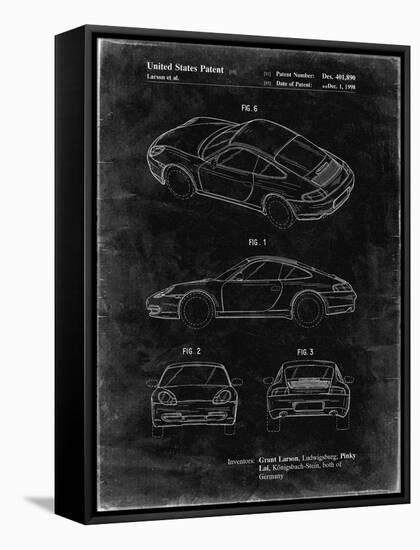 PP700-Black Grunge 199 Porsche 911 Patent Poster-Cole Borders-Framed Stretched Canvas