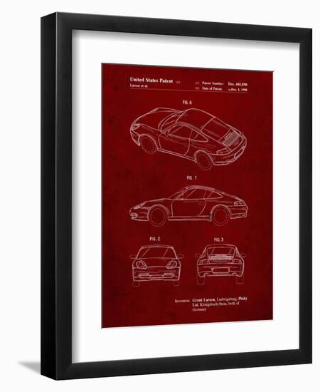 PP700-Burgundy 199 Porsche 911 Patent Poster-Cole Borders-Framed Giclee Print