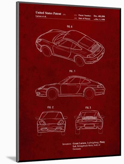 PP700-Burgundy 199 Porsche 911 Patent Poster-Cole Borders-Mounted Giclee Print