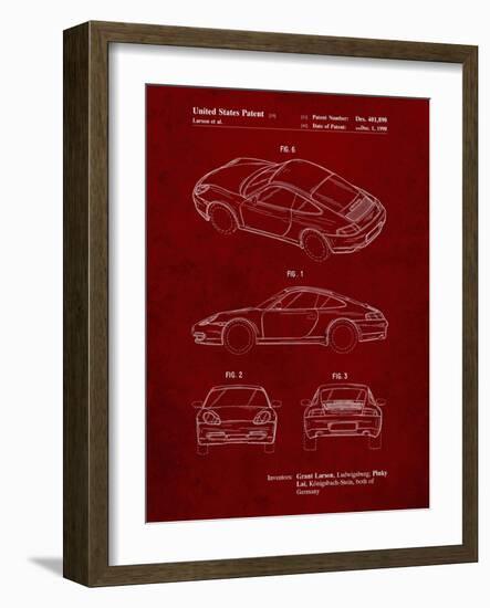 PP700-Burgundy 199 Porsche 911 Patent Poster-Cole Borders-Framed Giclee Print