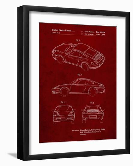 PP700-Burgundy 199 Porsche 911 Patent Poster-Cole Borders-Framed Giclee Print